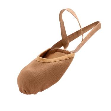 Imagem de MSMAX Tênis feminino de dança de lona para dança contemporânea, balé, jazz, ginástica, torneiras, Bronzeado, Large