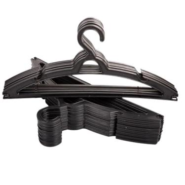 Imagem de Cabides de Plástico Reforçado, Kit com 100 Unidades, 39cm, Preto, Não Marca Roupa