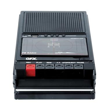 Imagem de QFX Gravador de fita Retrô 39 portátil, toca-fitas analógicas com USB 2.0, microfone integrado e alto-falante Bluetooth de 8,8 cm
