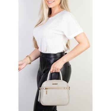 Imagem de Bolsa baú pequena de couro liso transversal Catarina-Feminino
