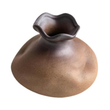 Imagem de WeiLaiKeQi Vaso de cerâmica rústico para mesa, decoração decorativa multifuncional, enfeite de mesa, prateleira para estante leve, Style B
