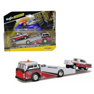 Imagem de Bburago 1/64 Scale Elite Transport Series Truck & Car Diecast Model Cars Collection (1957 Chevrolet Bel Air)