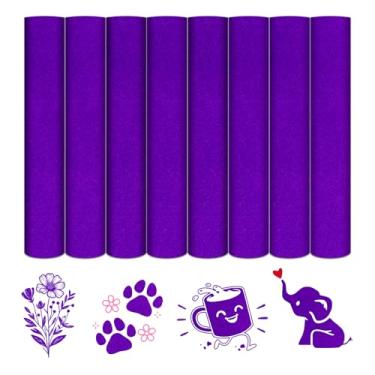 Imagem de HTVSTD Vinil De Transferência Térmica Flocado - 8 Folhas 12'' X 10'' Roxo Htv Indigo Para Passar A Ferro Camisetas
