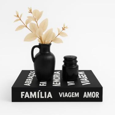 Imagem de Kit Decorativo com Livro Memórias, Vaso Preto com Flores Secas e Vela Aromática – Ideal para Sala, Mesa de Centro, Estante ou Presente Sofisticado