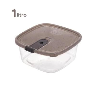 Imagem de Pote com Trava Marmita Vasilha Plástica Micro Freezer 1L - PLASUTIL