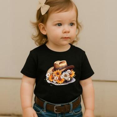 Imagem de Camiseta Infantil Manga Curta Estamp Chapéu Florido Modinha Country Fe
