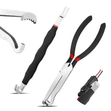 Imagem de BOXOB 2 peças de ferramentas de alicate de desconexão elétrica, alicate de conector elétrico automotivo com separador de conector, ferramenta de remoção de plugue de fio angular para fiação de carro