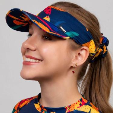 Imagem de kit Viseira de praia + Scrunchie Xuxinha Piscina Atividades Fitness Be