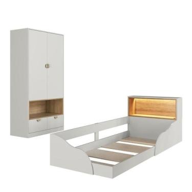 Imagem de Quarto Infantil com cama solteiro com iluminação LED Montessoriano LIL