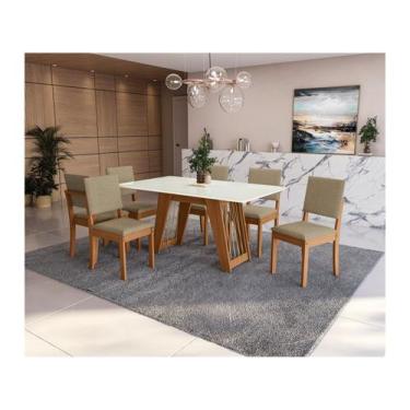 Imagem de Mesa de Jantar 6 Cadeiras Retangular Tampo de MDF com Vidro Merlot Kap