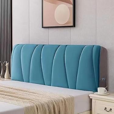 Imagem de Tampas de cabeceira para cama de casal, tampa de cabeceira de cama elástica de veludo com bolso lateral, capa de cabeceira, tampa da cabeça para o quarto espessado lavável protetor de cabece