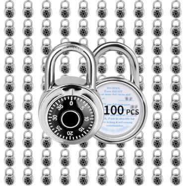 Imagem de Fechadura de combinação, trava de combinação de mostrador padrão LQYN , pacote com 100; placa giratória preta, 5 cm de largura, combinação fixa de três digitais, para escola, academia e armário, caixa