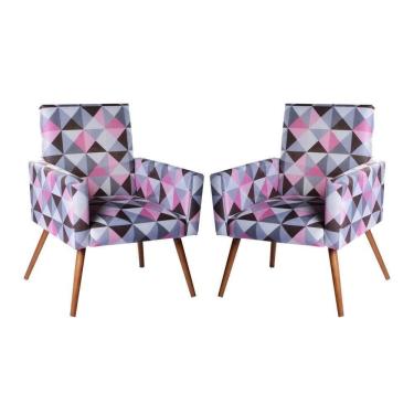 Imagem de Kit 2 Poltronas Nina Sala De Estar Triangulo Rosa