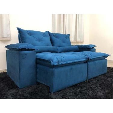 Imagem de Sofá 2 Lugares Retrátil e Reclinável 1,80 Metros Alpoim Estofados Azul