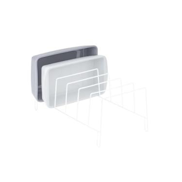 Imagem de Organizador Armário de Cozinha Porta Tampas Travessas Frigideiras Formas Suporte Branco