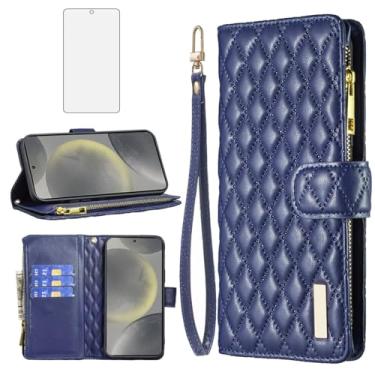 Imagem de Asuwish Capa de telefone para Samsung Galaxy S24 5G Capa carteira com protetor de tela de vidro temperado e suporte para cartão de crédito flip de couro acessórios de celular borracha S 24 24S G5