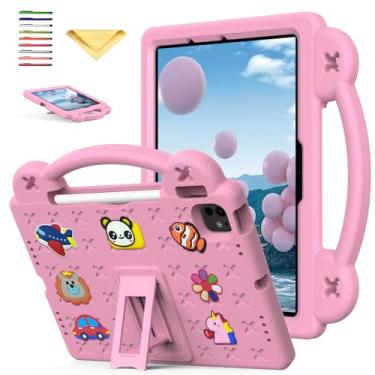 Imagem de UUcovers Capa infantil para iPad Pro de 11 polegadas M4 (2024) 5ª geração com suporte para lápis/suporte/alça leve, fofa, macia, de silicone EVA à prova de choque, proteção contra quedas, para meninas