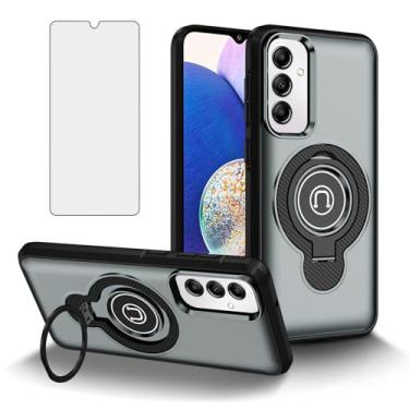 Imagem de Asuwish Capa de celular para Samsung Galaxy A14/M14 5G com protetor de tela de vidro temperado, suporte magnético fino, suporte rígido, híbrido, resistente, com suporte, película, capa A 14, 4G, 14A
