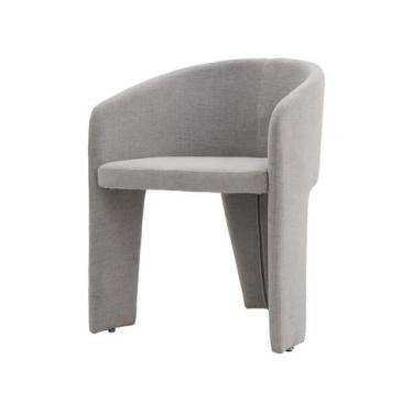 Imagem de Cadeira De Jantar Cinza Estofado Em Bouclê E Base Reforçada - Waw Desi