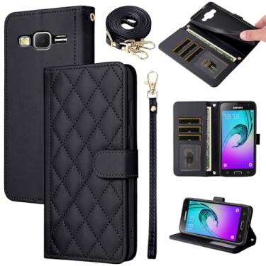 Imagem de Furiet Capa carteira para Samsung Galaxy J7 2015/J7 Neo/J7 Nxt/J7 Core/7J Duos com alça de pulso, alça de ombro, vários compartimentos para cartões, capa para celular SM J700 J700P J700T J00T1 J700M