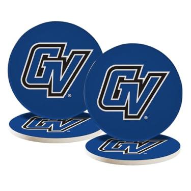 Imagem de Desert Cactus Porta-copos de cerâmica Grand Valley State University Pacote com 4 porta-copos absorventes GVSU Lakers com suporte de cortiça (Design A)