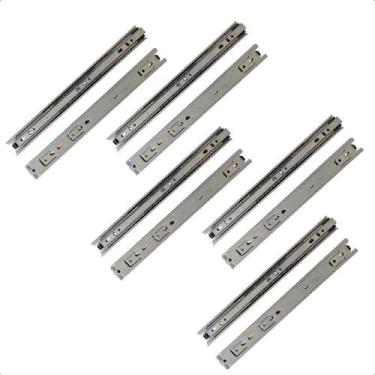 Imagem de 10 Corrediças Telescópicas 25Cm Gaveta Trilho Zinca. 5 Pares - Rayco