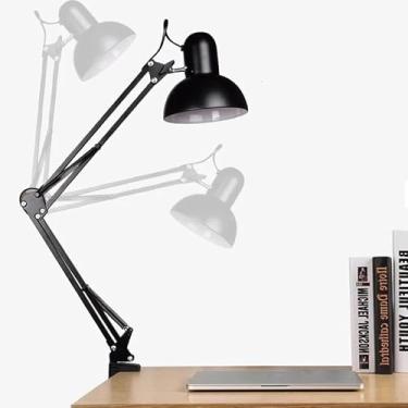 Imagem de LumináRia Abajur de Mesa Articulada Base E Garra 2 em 1 LumináRia Fixar(PRETO)