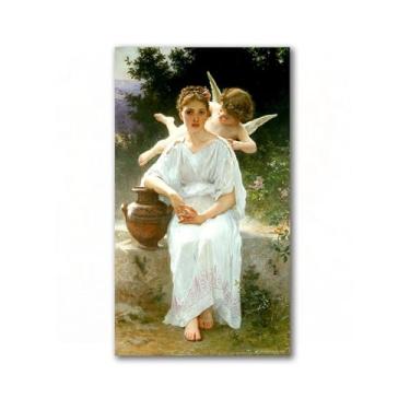 Imagem de LXURY Bouguereau. Sussurros de amor. Reprodução de pinturas famosas. Arte de parede em tela. Pôsteres e impressões. Imagem para decoração de casa 50 x 90 cm sem moldura