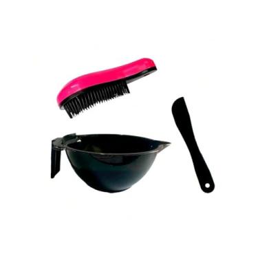 Imagem de Kit Especial para Cabelos Divos com Escova Desembaraçadora + Cumbuca Graduada + Espátula para cremes