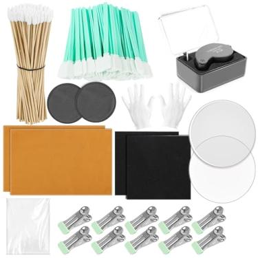 Imagem de Coitak Kit de limpeza de cartão de 320 peças, kit de achatamento de cartão de troca inclui discos de acrílico, películas de cartão de implementação, tapetes de cartão, tapetes de algodão, panos de