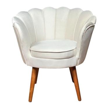 Imagem de Poltrona Petala Em Veludo Nobre Com Pés De Madeira Sofatec Fendi