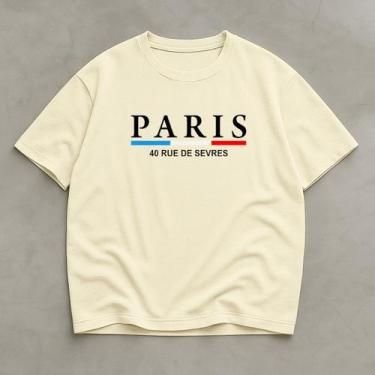 Imagem de Camiseta Branca Oversized Algodao Masculina Paris Academia - Crushed, 