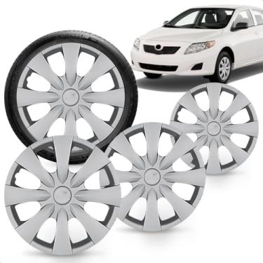 Imagem de Kit 4 Calotas Corolla 2010 2011 Aro 15 Prata Aro De Pressão Grid