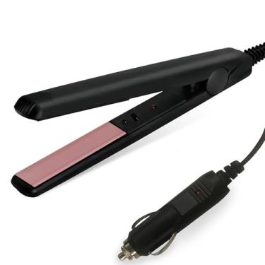 Imagem de LEPEVNEY Modelador De Cabelo Portátil 12V Para Carro, Chapinha Viagem, Alisador, Preto E Rosa