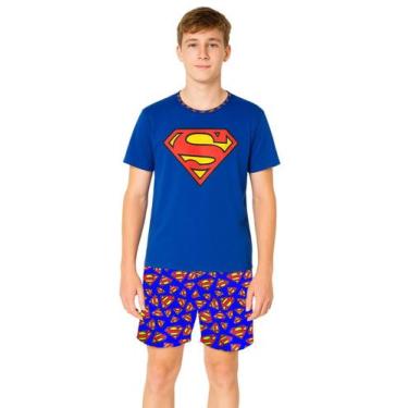 Imagem de Pijama Masculino Infanto Juvenil Super Heróis Camiseta Shorts Personag