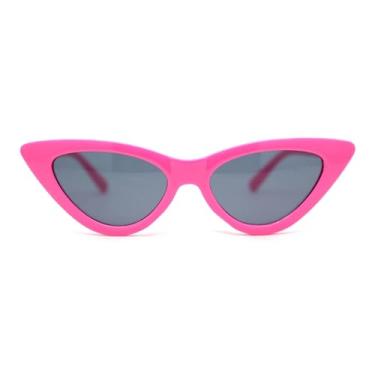 Imagem de SA106 Óculos De Sol Estilo Olho Gato, Tamanho Infantil, Gatinho, Minimalista E Retrô (Preto Fúcsia)