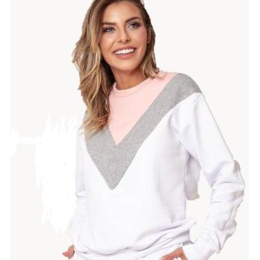 Imagem de Blusa Moletom Feminina Com Recorte Sem Capuz - Gisele Freitas, M, Bran