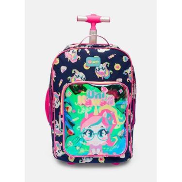 Imagem de Mochila com Rodinha Menina Unicórnio Kawaii Azul Marinho - PUKET, AZUL