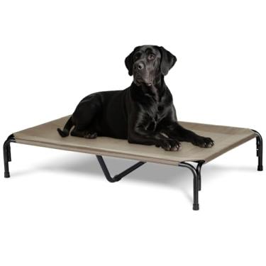 Imagem de PVY Cama elevada para cães ao ar livre, 2GG, berço elevado indestrutível com malha lavável, berço refrescante de verão à prova de mastigação para acampamento e viagens ao ar livre, 129,5 cm, marrom
