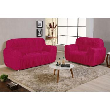 Imagem de Capa para sofa king grande 2 e 3 lugares malha gel elasticada - morada