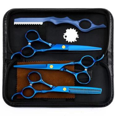 Imagem de Conjunto de tesouras para cortar cabelo XUGOU Stainless Steel Blue