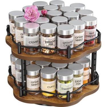 Imagem de Spice Rack Lazy Susan SNTD 2 camadas de 25 cm preto para gabinete