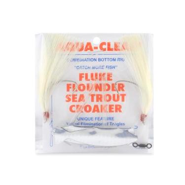 Imagem de Aqua-Clear, Hi-Lo Hair Teaser Rig, Linguado/Fluke/Seatrout/Croaker, 3/0 Nickel Wide Gap Hook, 40 lb / 18.1 kg GS Mono, T-Standoff, Cabelo Branco, Prata Holográfica Minnow