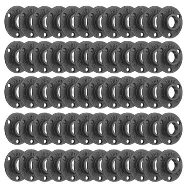 Imagem de Flange de piso, Home TZH Flange de tubo roscado de ferro maleável para estilo vintage industrial, flanges com furo rosqueado para projetos faça-você-mesmo/móveis/decoração de prateleiras (152, 3/10.2