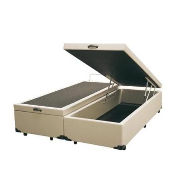 Imagem de Cama Baú Bege Arezzo Black White Queen Molas Ensacadas - Portobel