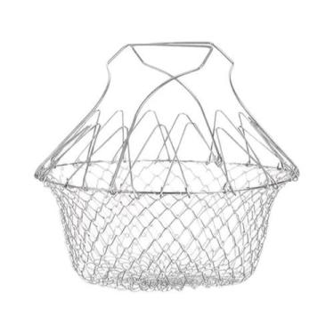 Imagem de Cesta De Fritura Dobrável Multifuncional De Aço Inoxidável, Peneira Pa