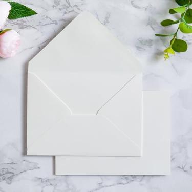 Imagem de PONATIA Envelopes A7 de 50 peças, envelope marfim fosco de 13 x 19 cm, envelopes perfeitos de 12 x 18 cm para cartões de convite de casamento, envelope de cartões de presente de Natal, convites de
