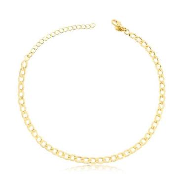 Imagem de Tornozeleira Malha Diamantada Folheada A Ouro - Radhau Joias, Único, D