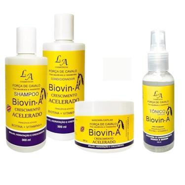 Imagem de Kit Biovin-A Crescimento Capilar Rápido – Shampoo, Condicionador, Máscara e Tônico - Força de Cavalo Anti Queda e Fortificante 4 em 1