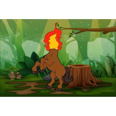 Imagem de Painel de Tecido Sublimado Mula Sem Cabeça Folclore Floresta Vagalumes